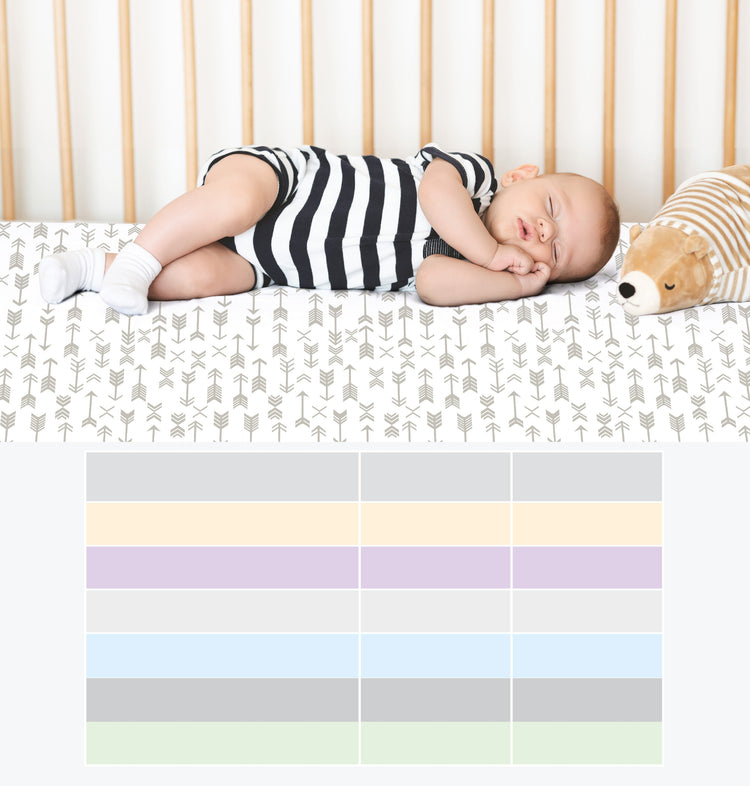 Bubo Baby Pack and Play Fitted Sheet, Portable Pack N Plays Mini Crib Sheets, 2 Pack Play Sheets, 100% Jersey Cotton Playard Sheets, Grey