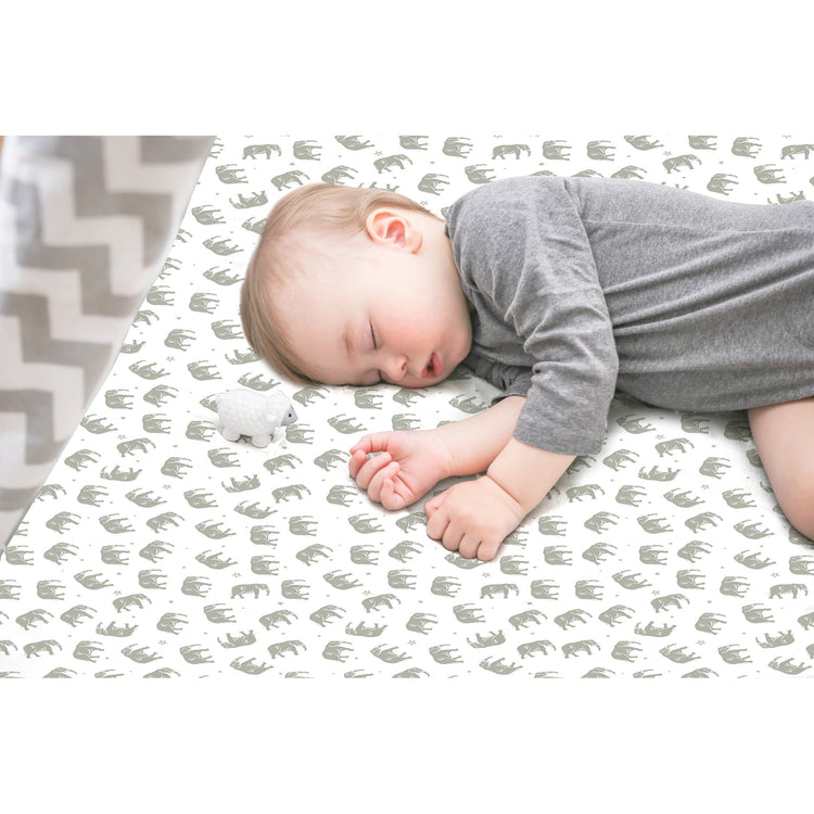 Bubo Baby Pack and Play Fitted Sheet, Portable Pack N Plays Mini Crib Sheets, 2 Pack Play Sheets, 100% Jersey Cotton Playard Sheets, Grey/White