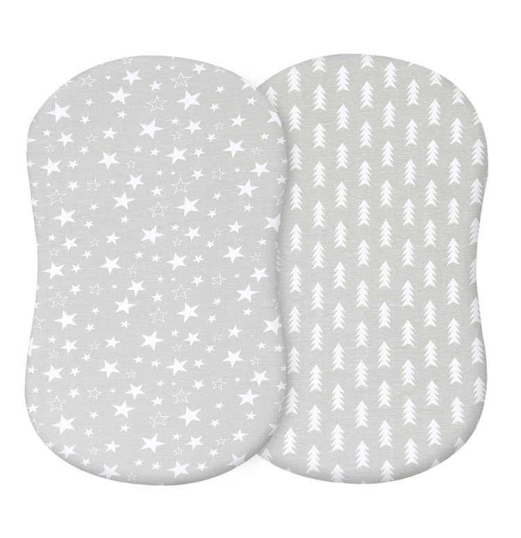 Bublo Baby Bassinet Sheet Set for Boy and Girl, 2 Pack, Universal Fitted for Oval, Hourglass & Rectangle Bassinet Mattress, Fitted Sheets Size 32 x 16 x 4 Inches