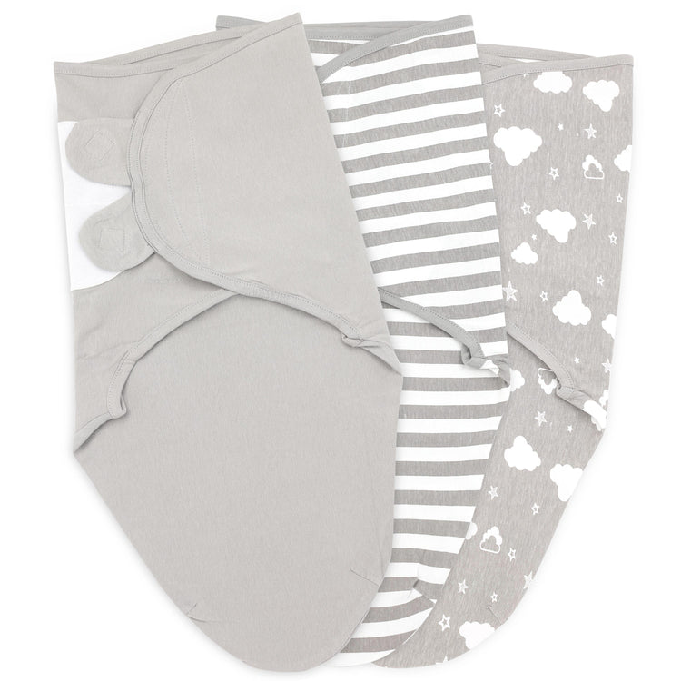 Bublo Baby Swaddle Blanket Boy Girl, 3 Pack Large Size Newborn Swaddles 0-3 Month, Infant Adjustable Swaddling Sleep Sack, Grey