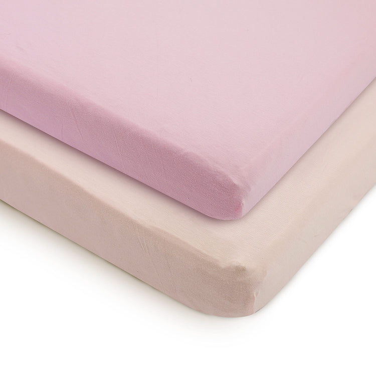 Bubo Baby Pack and Play Fitted Sheet, Portable Pack N Plays Mini Crib Sheets, 2 Pack Play Sheets, 100% Jersey Cotton Playard Sheets, Pink